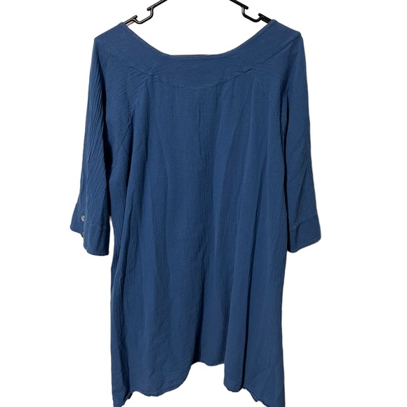 Oh My Gauze! Blue 3/4 Sleeve Pull Over Top Size 1 or Small / Medium - Picture 2 of 4
